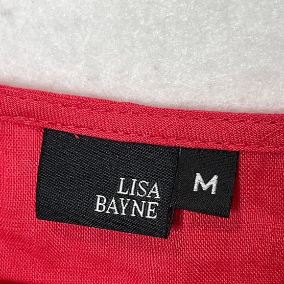 Lisa Bayne Watermelon Pink 100% Linen Top Folded Detail Size Medium Lagenlook - Picture 4 of 4